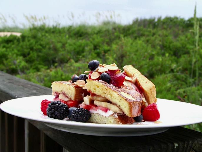 Strawberry And Banana Stuffed French Toast With Grand Marnier Syrup Recipe Guy Fieri Food