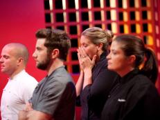 Rival Chefs Nate Appleman and Amanda Freitag leaving Marcel Vigneron and Alex Guarnaschelli in the bottom at for the Chairman's Challenge "Transcendence" as seen on Food Network’s Season 5.