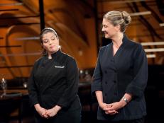 Rival Chefs Alex Guarnaschelli and Amanda Freitag moving on to the Final Battle in Kitchen Stadium in New York as seen on Food Network’s Next Iron Chef, Redemption, Season 5.