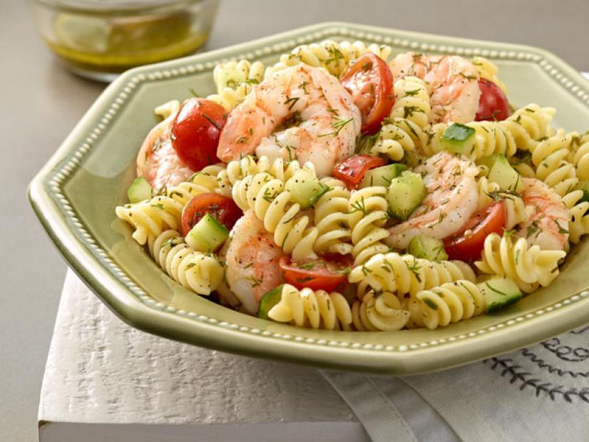 Pasta Salad With Poached Shrimp And Lemon Dill Dressing Recipe Food Network Kitchen Food Network