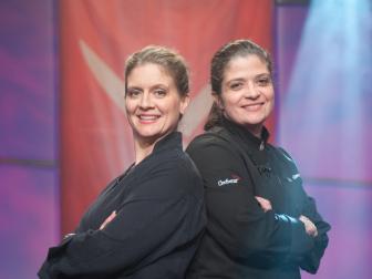 Rival Chefs Amanada Freitag and Alex Guarnaschelli at the "Heritage" as seen on Food Network’s Season 5.