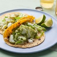Food Network's Halibut Fish Tacos with Cilantro Savoy Slaw