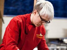 Chef Lish Steiling makes a salad, as seen on Food Network’s Chopped Champions, Season 14.
