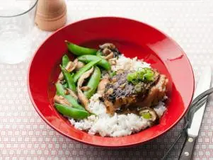 Ming Tsai's Chicken with Snap Peas and Shiitakes