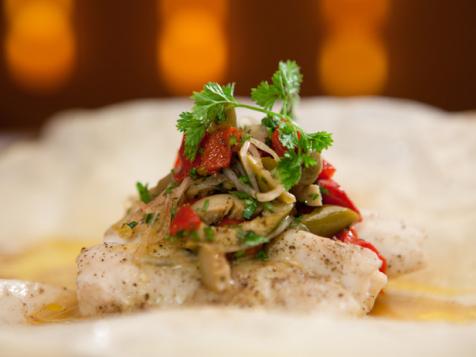 Grouper Steamed in Parchment with Sour Orange Sauce and Martini Relish