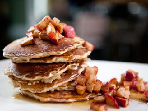 Oatmeal Pancakes with Maple-Glazed Roasted Apples