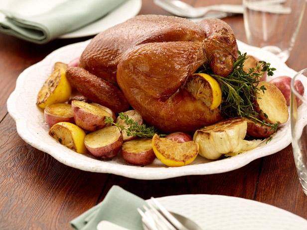 Lemon And Herb Roasted Chicken With Baby Potatoes Recipe Tyler Florence Food Network