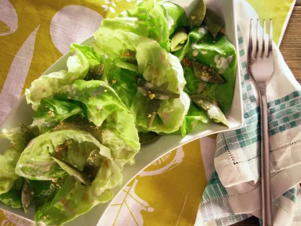 green salad with thousand island dressing Tie Neck Satin Midi Dress-Green Fir, Peony Bloom main image 0