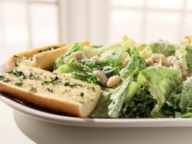 Simple White Bean Caesar with Herb Garlic Bread Recipe 