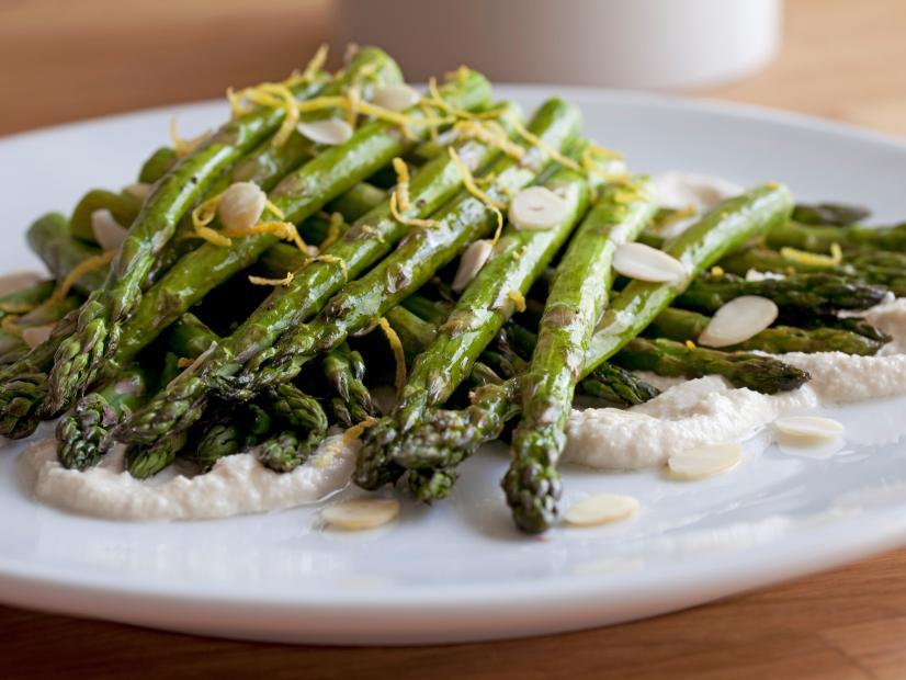 Healthy Roast Asparagus with Creamy Almond Vinaigrette Recipe | Food ...