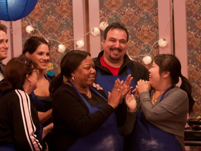 Recruit Vinnie Caligiuri wins the the "Chinese Noodle Pulling" skill drill on the Blue team  as seen on Food Network's Worst Cooks in America, Season 3.