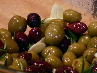 Marinated mixed olives prepared by Dave Lieberman. 