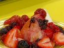 Angelic cake and berries prepared by Rachael Ray. 