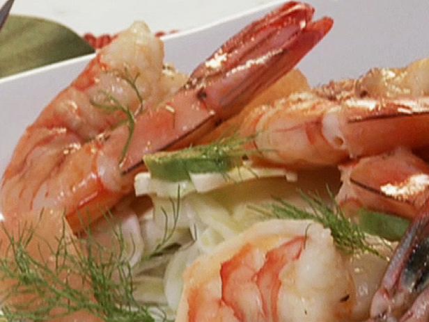Saffron Poached Shrimp with Shaved Fennel and Citrus Vinaigrette