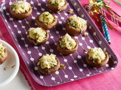 Rachael Ray's Artichoke and Cheese Stuffed Mushrooms for Easy Birthday Party Bites as seen on Food Network's 30 Minute Meals