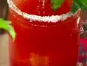 View of a finished mixed drink.