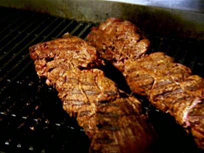 Grilled Beef Tenderloin with Grilled Spring Onions