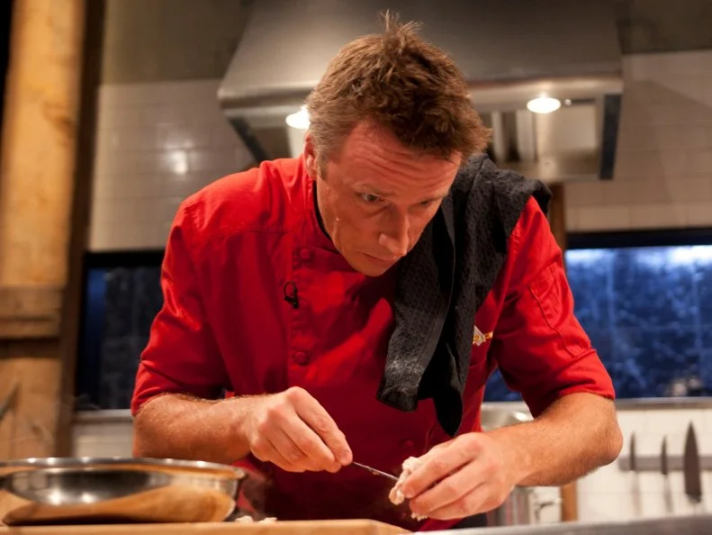 Chef Marc Murphy working on his appetizer as seen on Food Networks Chopped All Stars Tournament, Season 10 Ep10-12