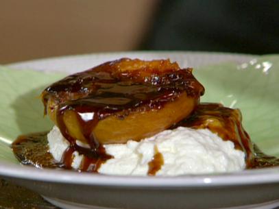 Caramelized apricots are served over ricotta with a honey-balsamic glaze by Sunny Anderson. 