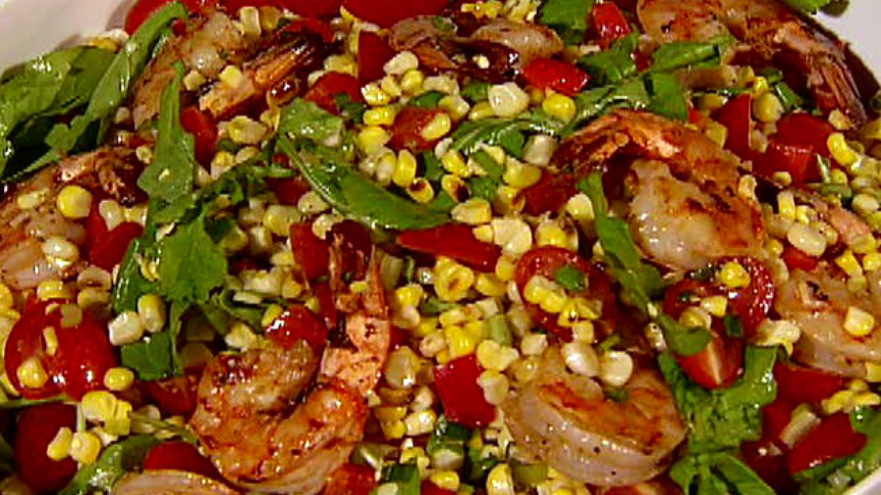 Grilled Corn Salad and Shrimp
