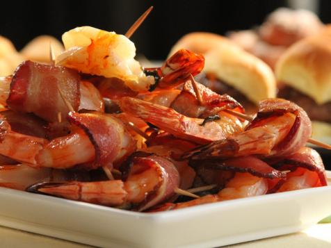 Bacon Prawns with Cheese Dip