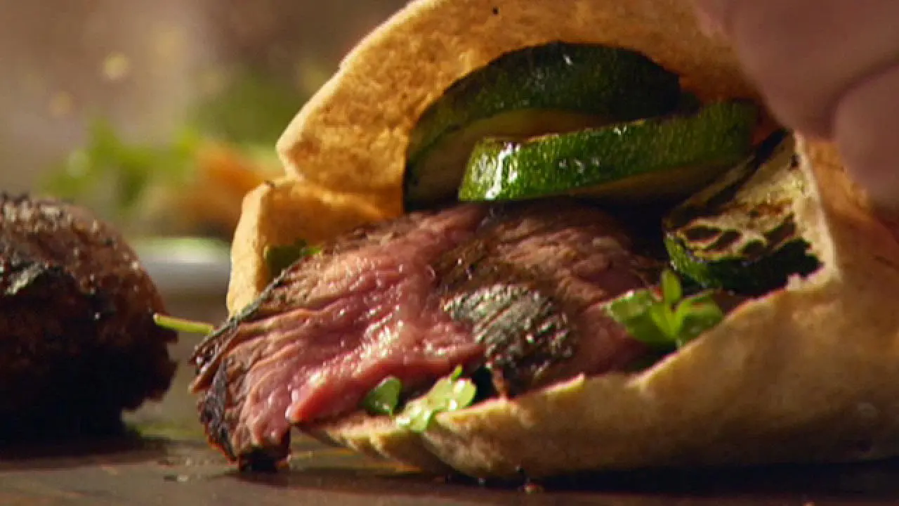 Flank Steak and Grilled Veggie Pita
