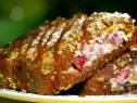 Two pieces of stuffed french toast are served.