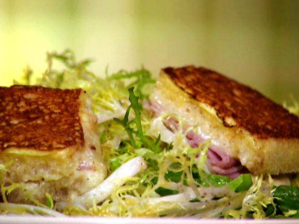Croque Monsieur Style Monte Cristo Croutons With Frisee Salad And