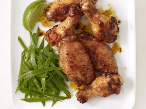 Honey-Glazed Chicken Wings With Snow Peas