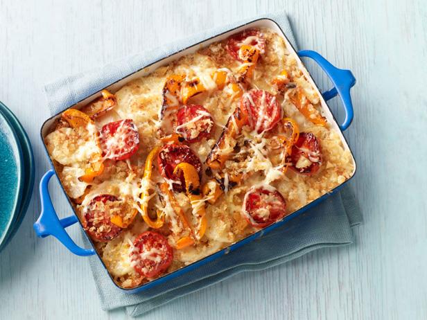 Scalloped Potatoes with Tomatoes and Bell Peppers