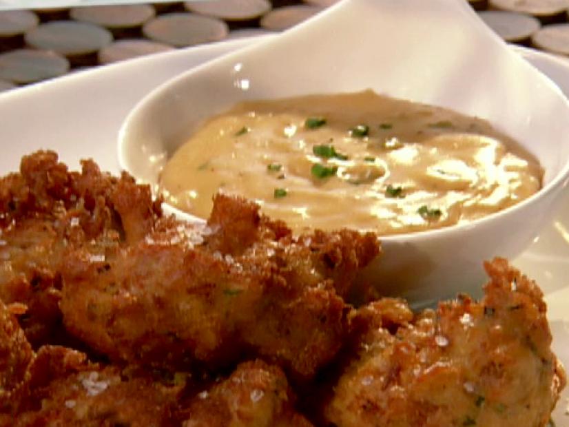 Hammed Up Fritters with Manchego Cheese Sauce Recipe Aaron McCargo Jr