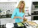 Sandra Lee stuffs zucchini with olives, bread crumbs, cheese and nuts.