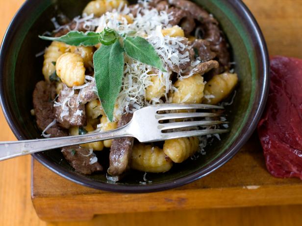 seared bison with sage and gnocchi