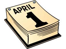 Desk calendar with April 1, Color