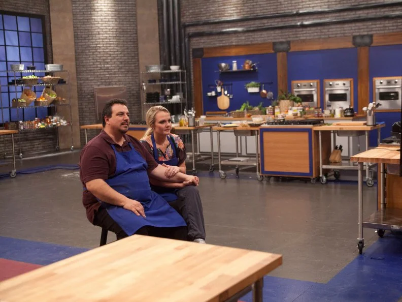 Worst Cooks In America Team Blue Team Recruits Vinnie Caligiuri and Melissa Rhodes watch their loved ones critique the meals they prepared unbeknownst to their families. As seen on  as part of the "Loved Ones" challenge as seen on Food Network's Worst Cooks in America, Season 3.