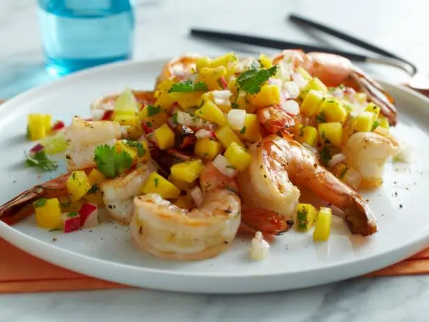 Grilled Shrimp with Mango, Lime and Radish Salsa Recipe | Tyler Florence | Food Network