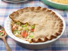 Trisha Yearwood's vegetarian take on chicken pot pie is just as decadent without the meat. Although the luscious vegetable filling with peas, carrots and potatoes could be a meal on its own, wrapping it in premade pie dough seals in flavor with a crispy crust.