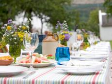 A table set for a summer garden party, close-up
