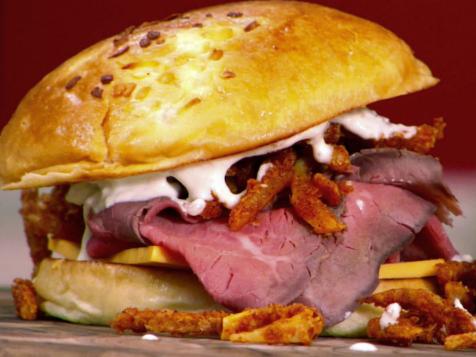 The Roast Beast Master with Crispy Onions and Creamy Horseradish Sauce