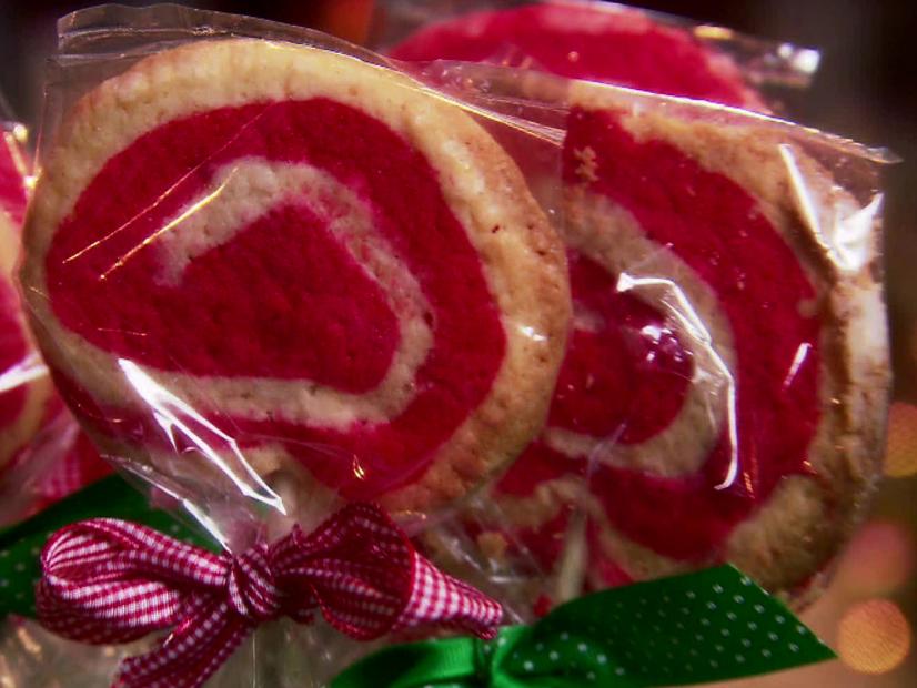 The Peppermint Pinwheel Cookies are packaged and ready for delivery.