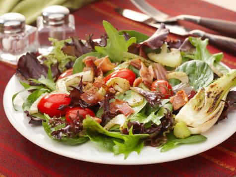 Grilled Fennel, Tomato and Baby Greens Salad with Bacon