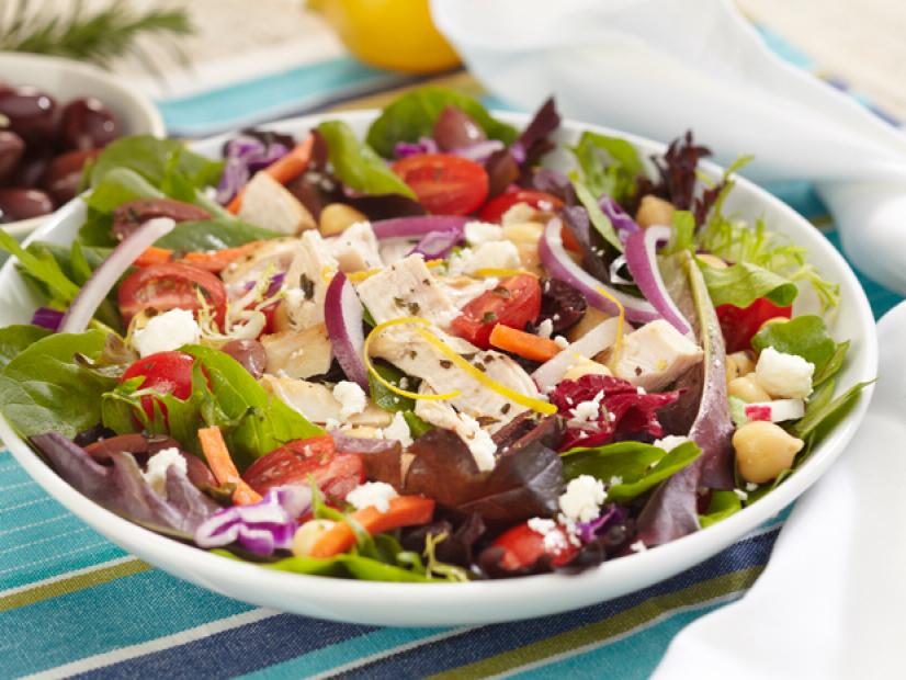 Greek Chicken Garden Vegetable And Spring Mix Salad Recipe Food