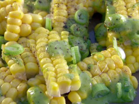 Grilled Corn Sheets with Scallion Vinaigrette
