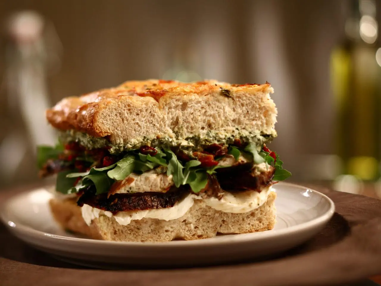 Fresh Focaccia with Marinated Chicken and Spinach and Artichoke