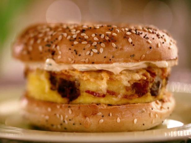 Kitchen Sink Frittata Bagel Sandwich Recipe Jeff Mauro Food Network