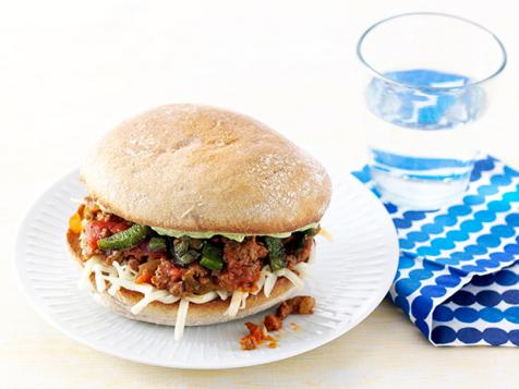 Sloppy Jose with Chorizo, Charred Poblanos and Avocado Crema