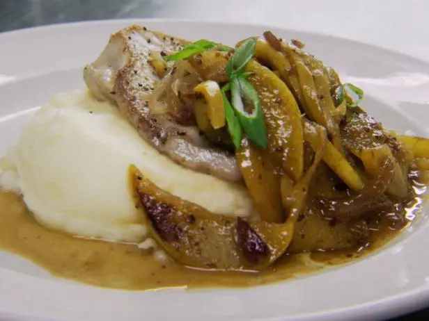 Pork Chops with Apples and Onions Recipe | Robert Irvine