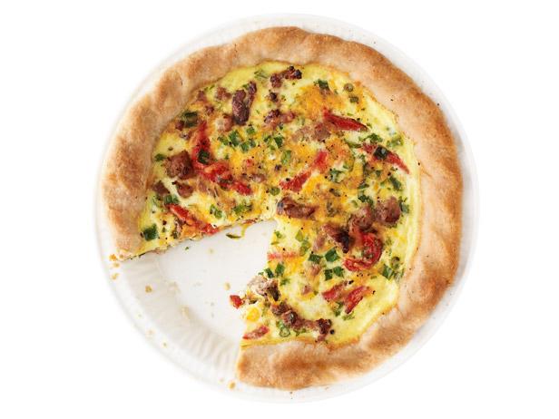 Roasted Pepper, Scallion and Sausage Quiche
