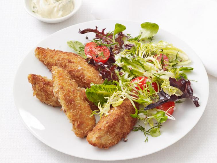 Crispy Chicken Strips With Salad Recipe Food Network Kitchen Food