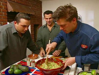 Tyler Florence and his friends make guacamole.